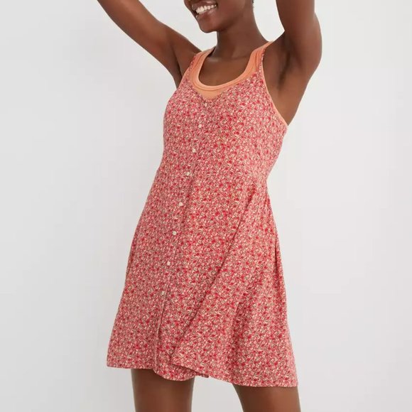 aerie Dresses & Skirts - ⚡SALE⚡Aerie Button Front Mini Dress in 'Calypso Red' NWT